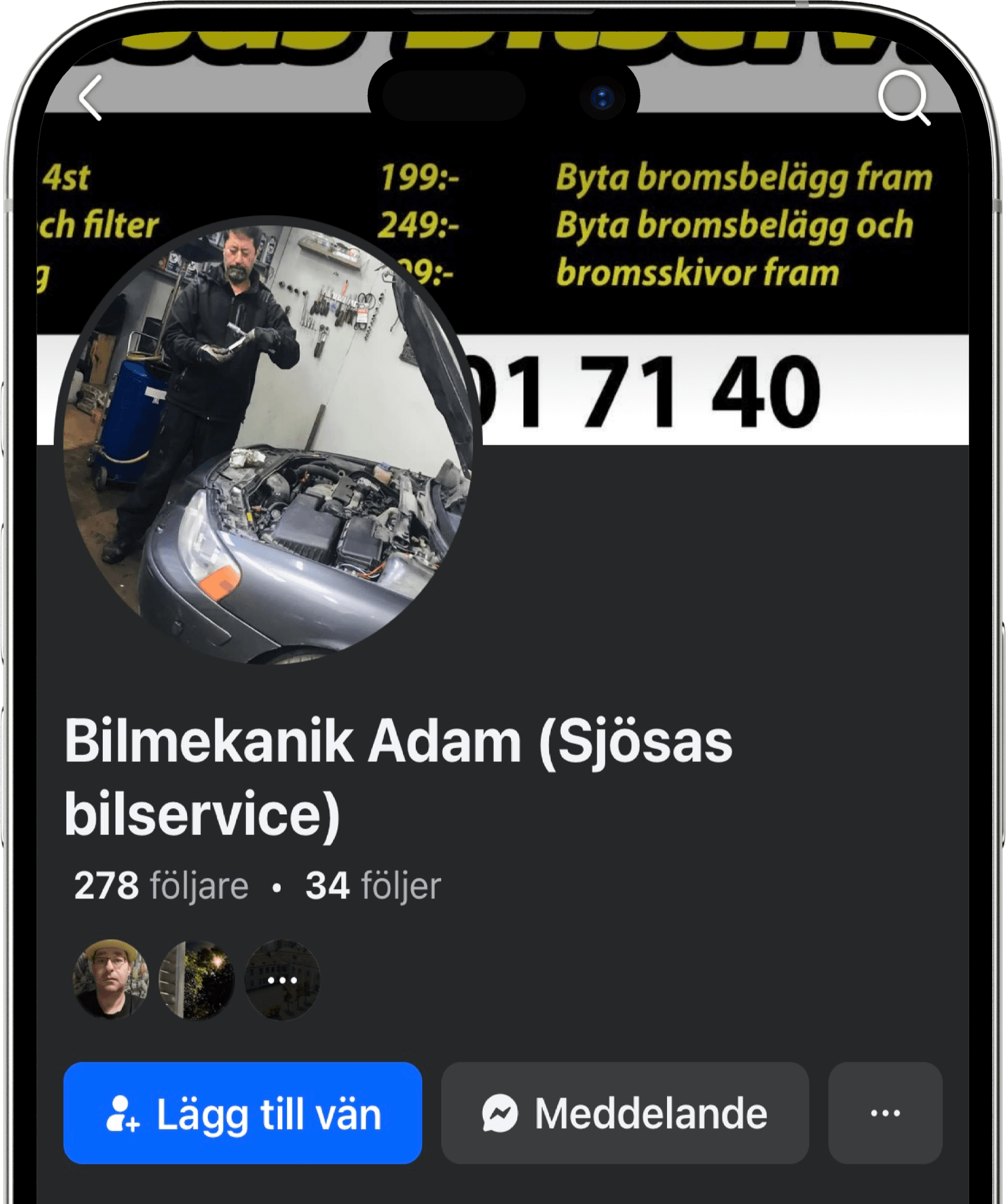 Iphone with a facebook profile on display.